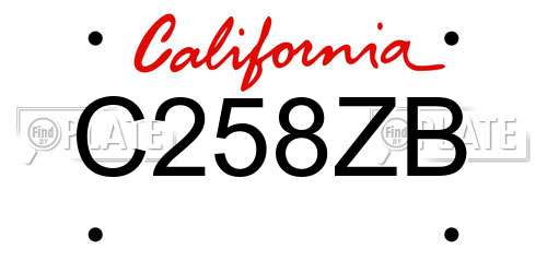 C258ZB California License Plate