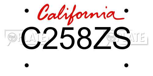 C258ZS California License Plate
