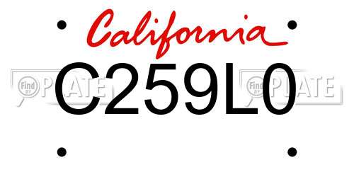 C259L0 California License Plate