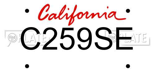 C259SE California License Plate