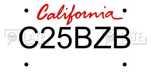 C25BZB California License Plate