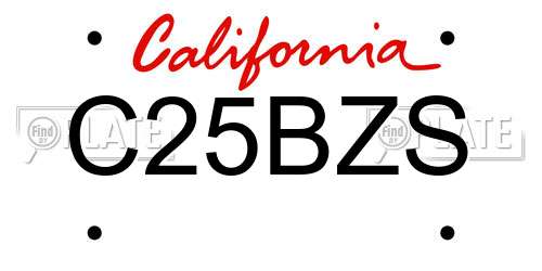 C25BZS California License Plate