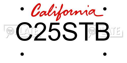 C25STB California License Plate