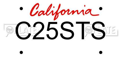 C25STS California License Plate