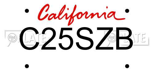 C25SZB California License Plate