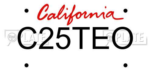 C25TEO California License Plate