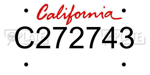 C272743 California License Plate