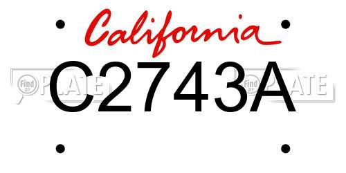 C2743A California License Plate