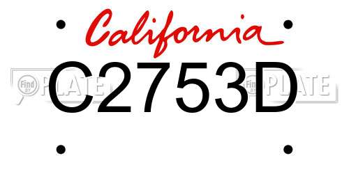 C2753D California License Plate