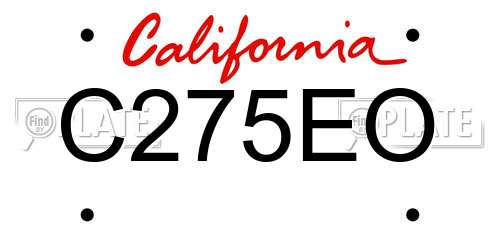 C275EO California License Plate