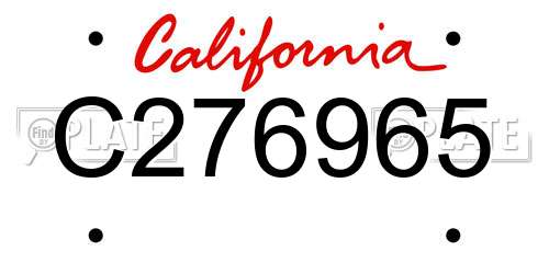 C276965 California License Plate