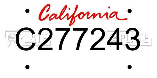 C277243 California License Plate