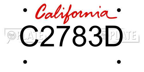 C2783D California License Plate