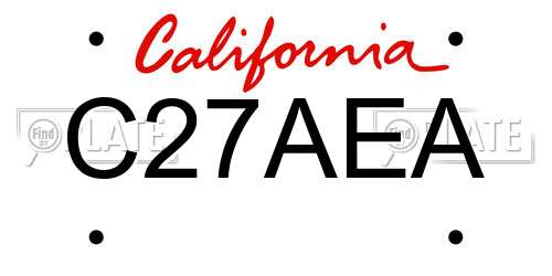 C27AEA California License Plate