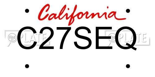 C27SEQ California License Plate
