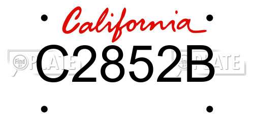 C2852B California License Plate