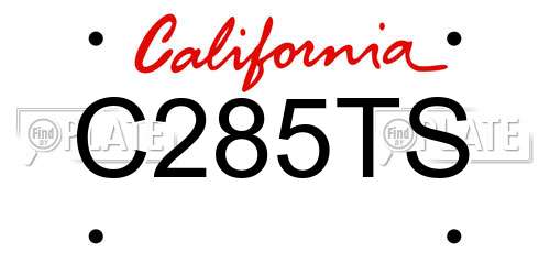 C285TS California License Plate