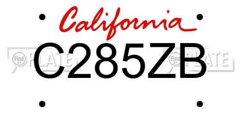 C285ZB California License Plate