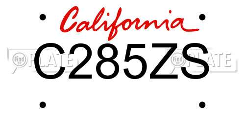 C285ZS California License Plate