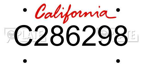 C286298 California License Plate