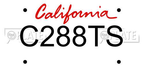 C288TS California License Plate