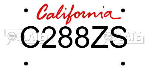 C288ZS California License Plate