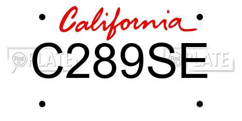 C289SE California License Plate