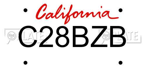 C28BZB California License Plate