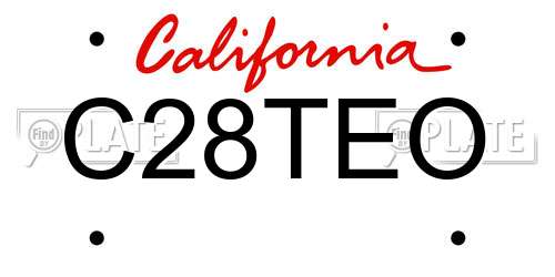 C28TEO California License Plate