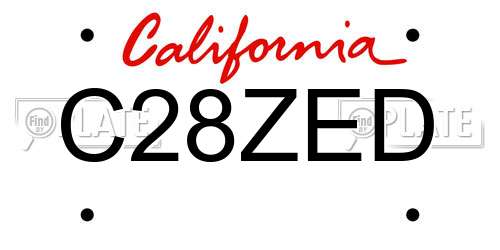 C28ZED California License Plate