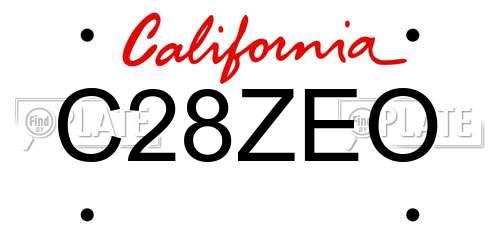 C28ZEO California License Plate