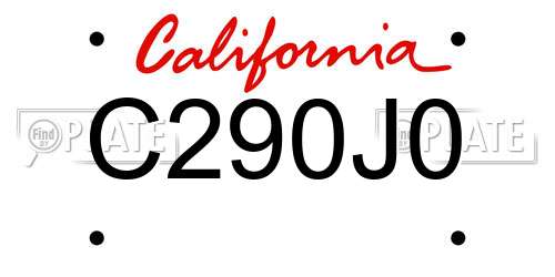 C290J0 California License Plate