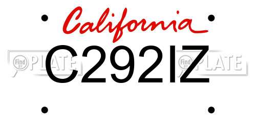 C292IZ California License Plate