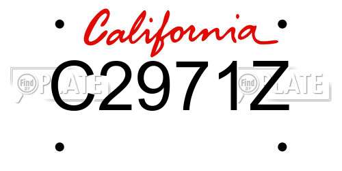 C2971Z California License Plate