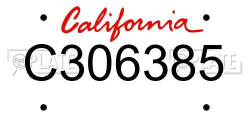 C306385 California License Plate