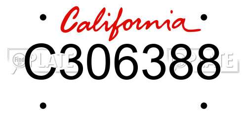 C306388 California License Plate