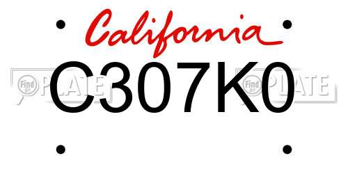 C307K0 California License Plate