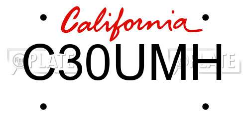 C30UMH California License Plate
