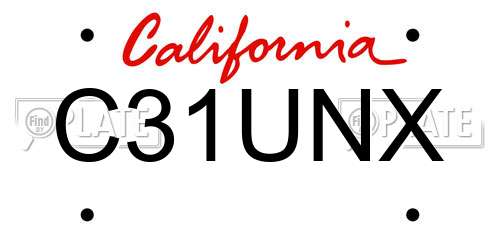 C31UNX California License Plate