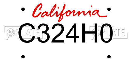 C324H0 California License Plate