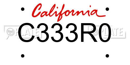 C333R0 California License Plate