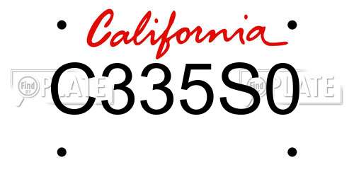 C335S0 California License Plate