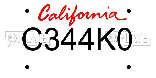 C344K0 California License Plate