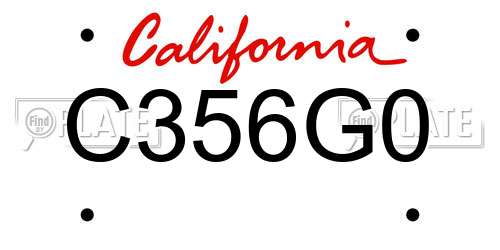 C356G0 California License Plate