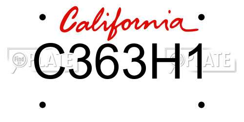 C363H1 California License Plate