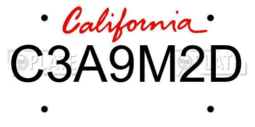 C3A9M2D California License Plate