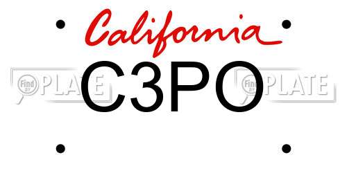 C3PO California License Plate