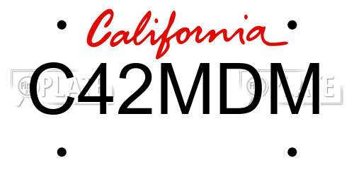 C42MDM California License Plate