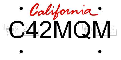 C42MQM California License Plate