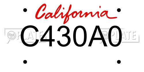C430A0 California License Plate